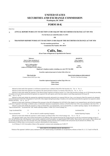 Thumbnail Calix 10-K Annual Report 2014