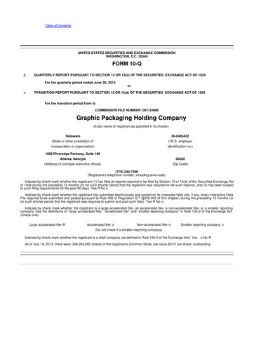 Thumbnail Graphic Packaging 10-Q Quarterly Report FY2013 
