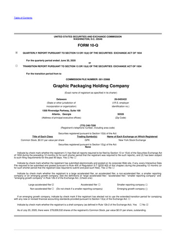 Thumbnail Graphic Packaging 10-Q Quarterly Report FY2020 