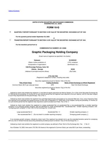 Thumbnail Graphic Packaging 10-Q Quarterly Report FY2020 