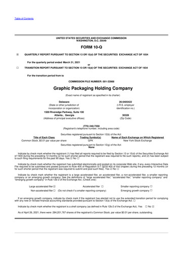 Thumbnail Graphic Packaging 10-Q Quarterly Report FY2021 