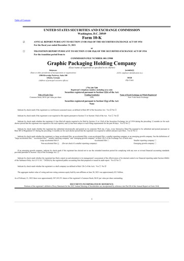 Miniature Graphic Packaging 10-K Rapport annuel 2021