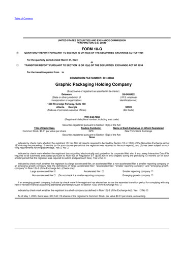 Thumbnail Graphic Packaging 10-Q Quarterly Report FY2023 