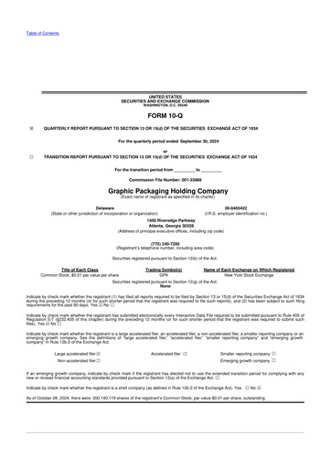 Thumbnail Graphic Packaging 10-Q Quarterly Report FY2024 