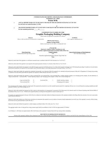 Miniature Graphic Packaging 10-K Rapport annuel 2024
