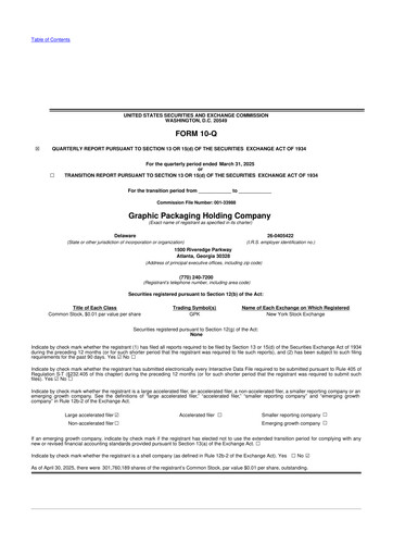 Thumbnail Graphic Packaging 10-Q Quarterly Report FY2025 