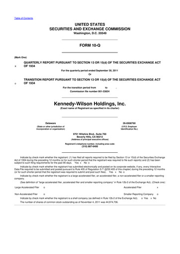 Thumbnail Kennedy Wilson 10-Q Quarterly Report FY2011 