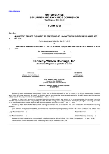 Thumbnail Kennedy Wilson 10-Q Quarterly Report FY2013 