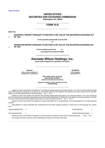 Thumbnail Kennedy Wilson 10-Q Quarterly Report FY2013 
