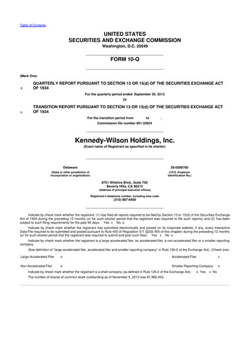 Thumbnail Kennedy Wilson 10-Q Quarterly Report FY2013 