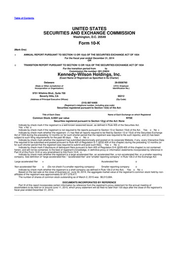 Thumbnail Kennedy Wilson 10-K Annual Report 2014