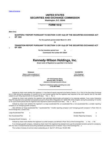 Thumbnail Kennedy Wilson 10-Q Quarterly Report FY2018 
