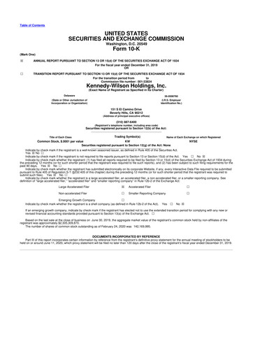 Thumbnail Kennedy Wilson 10-K Annual Report 2019