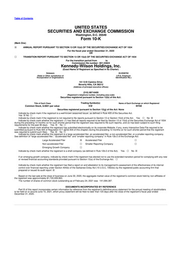 Thumbnail Kennedy Wilson 10-K Annual Report 2020