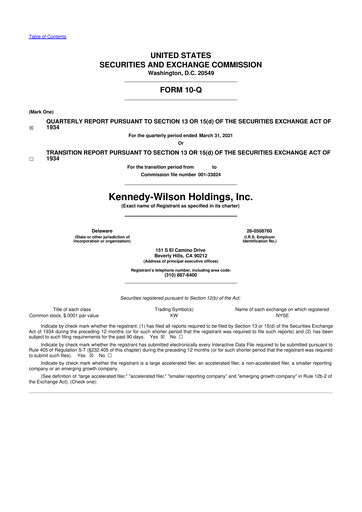 Thumbnail Kennedy Wilson 10-Q Quarterly Report FY2021 