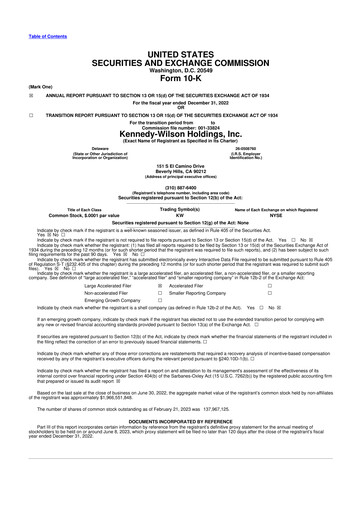 Thumbnail Kennedy Wilson 10-K Annual Report 2022