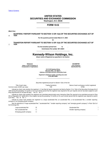 Vorschaubild Kennedy Wilson 10-Q Quartalsbericht  