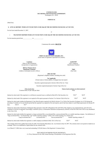 Thumbnail First Guaranty Bancshares 10-K Annual Report 