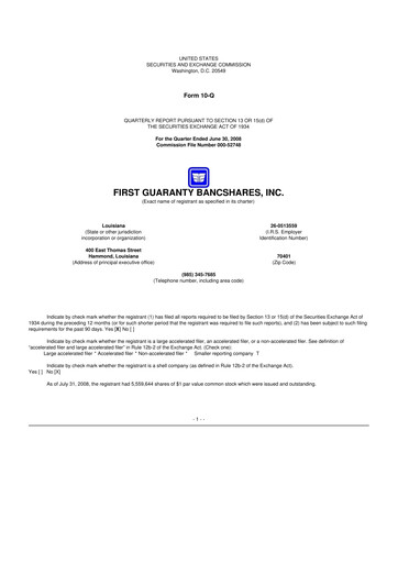 Thumbnail First Guaranty Bancshares 10-Q Quarterly Report FY 