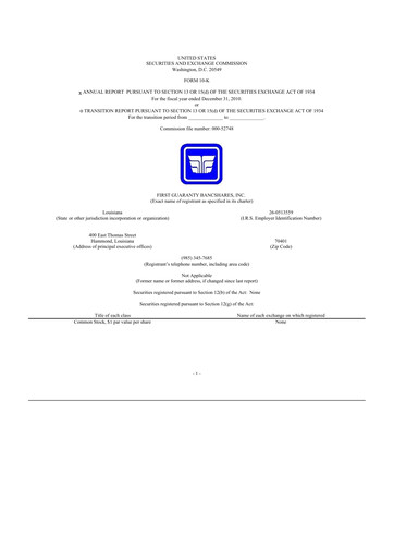 Thumbnail First Guaranty Bancshares 10-K Annual Report 