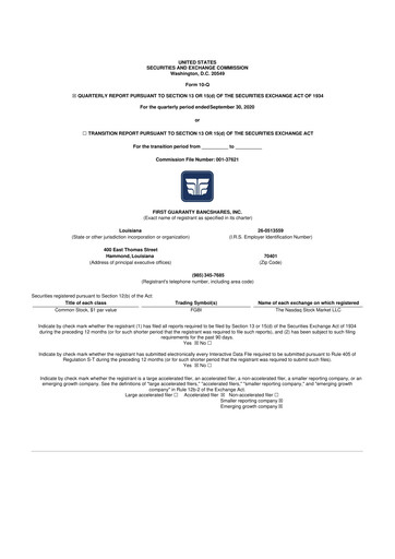 Thumbnail First Guaranty Bancshares 10-Q Quarterly Report FY2020 