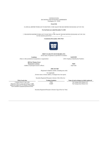 Thumbnail First Guaranty Bancshares 10-K Annual Report 2021