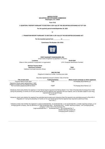 Thumbnail First Guaranty Bancshares 10-Q Quarterly Report FY2023 