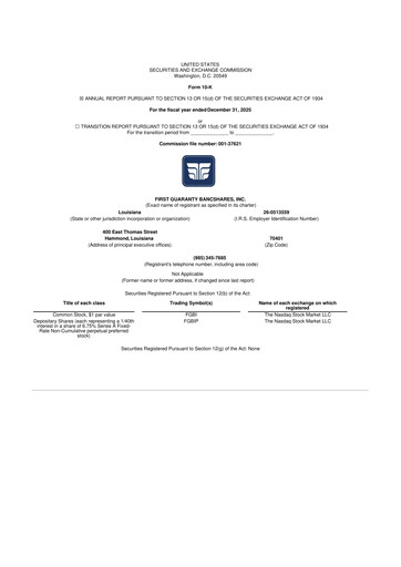 Thumbnail First Guaranty Bancshares 10-K Annual Report 2025