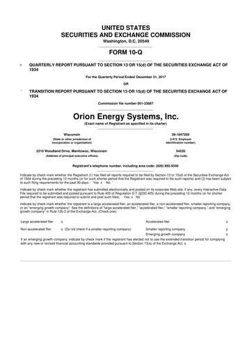 Thumbnail Orion Energy Systems
 10-Q Quarterly Report FY2018 
