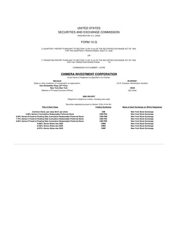 Thumbnail Chimera Investment Corporation 10-Q Quarterly Report FY 