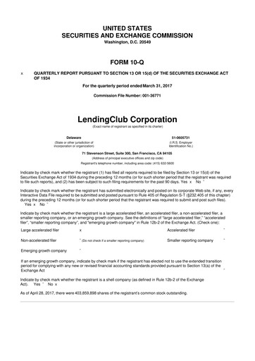 Thumbnail LendingClub
 10-Q Quarterly Report FY2017 