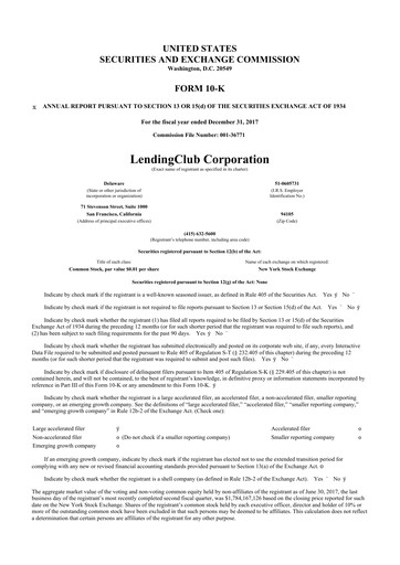 Thumbnail LendingClub
 10-K Annual Report 2017