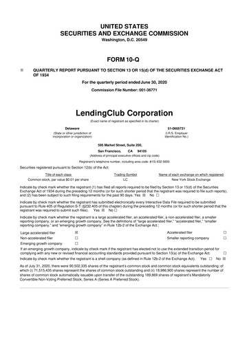 Thumbnail LendingClub
 10-Q Quarterly Report FY2020 