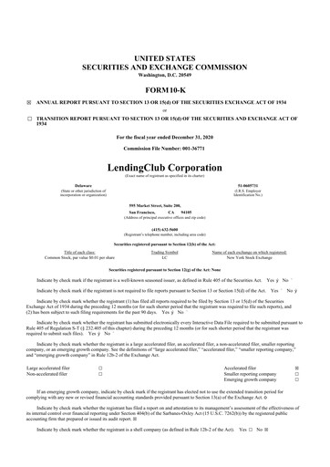 Thumbnail LendingClub
 10-K Annual Report 2020