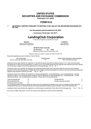 Thumbnail LendingClub
 10-Q Quarterly Report FY2025 