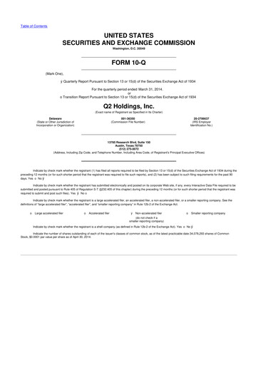 Thumbnail Q2 10-Q Quarterly Report FY2014 