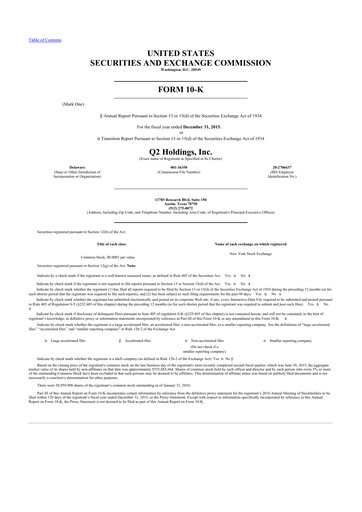 Thumbnail Q2 10-K Annual Report 2015