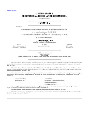 Thumbnail Q2 10-Q Quarterly Report FY2018 