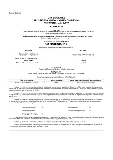 Thumbnail Q2 10-Q Quarterly Report FY2019 