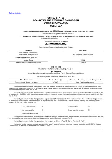 Thumbnail Q2 10-Q Quarterly Report FY2019 