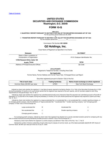 Thumbnail Q2 10-Q Quarterly Report FY2020 