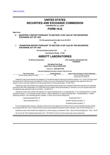 Thumbnail Abbott Laboratories 10-Q Quarterly Report FY2019 