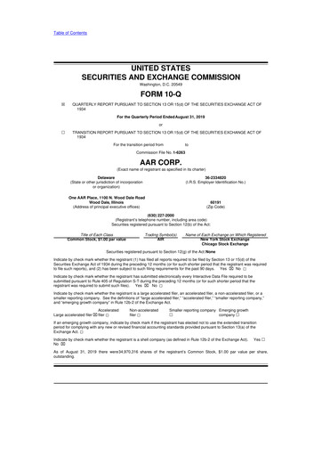 Thumbnail AAR 10-Q Quarterly Report FY2020 