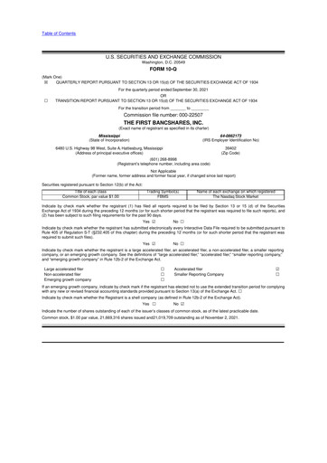 Thumbnail The First Bancshares 10-Q Quarterly Report FY2021 
