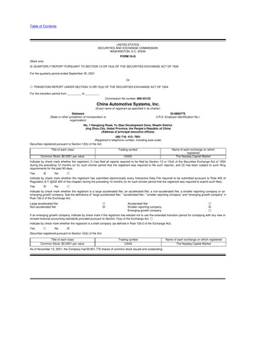 Vorschaubild China Automotive Systems 10-Q Quartalsbericht 2021 