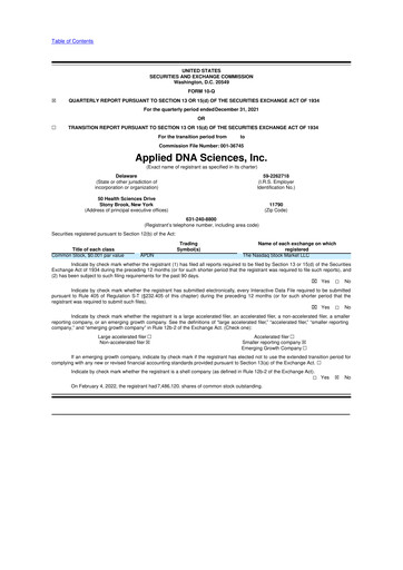 Miniature Applied DNA Sciences
 10-Q Rapport trimestriel 2022 