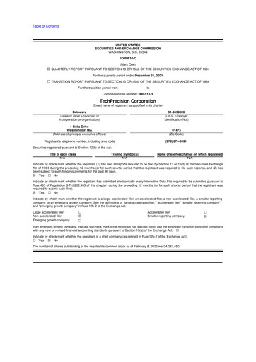 Thumbnail TechPrecision 10-Q Quarterly Report FY2022 