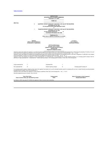 Miniature Knightscope 10-Q Rapport trimestriel 2021 