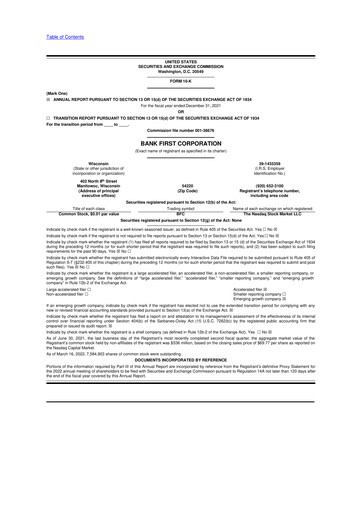 Vorschaubild Bank First 10-K Jahresbericht 2021