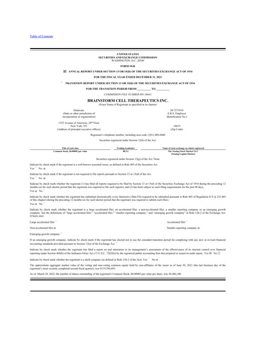 Thumbnail BrainStorm Cell Therapeutics 10-K Annual Report 2021